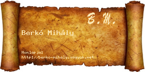 Berkó Mihály névjegykártya